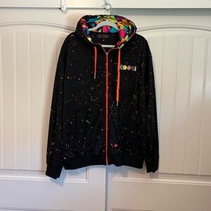 Coogi black splatter print full-zip hooded sweatshirt men’s size XL
